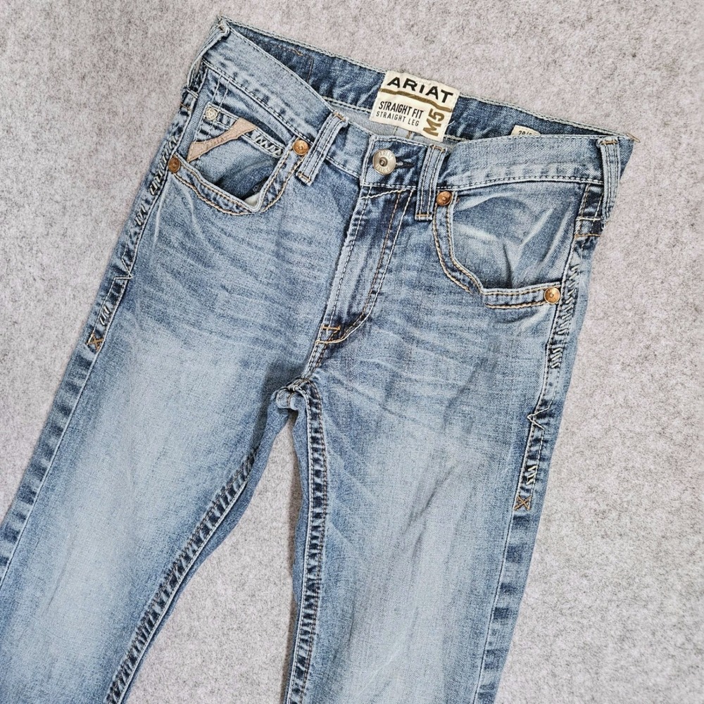 Ariat M5 Mens Straight Leg Jeans Light Wash Blue Western Denim Blue 28x34